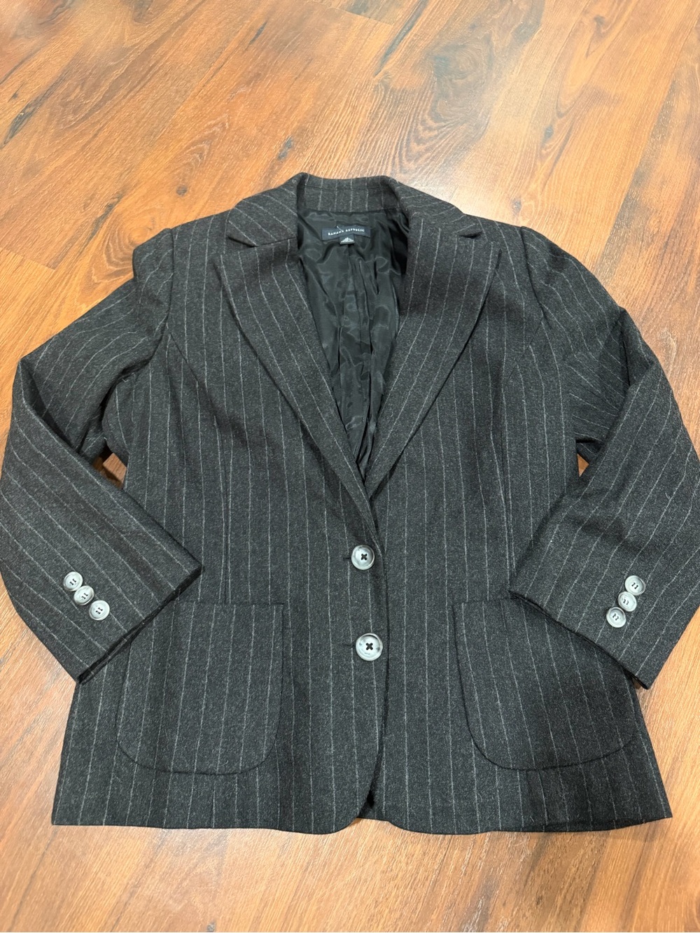 Banana Republic Gray Pinstriped Cashmere Wool Jacket Sportcoat Blazer Size 14